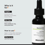 minNIA10-Minimalist 10% Niacinamide Face Serum for Acne Marks, Blemishes & Oil Balancing with Zinc | Skin Clarifying Anti Acne Serum for Oily & Acne Prone Skin (30 ml (Pack of 1))-Looknstyle