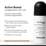minROLL6 - Minimalist Underarm Roll On Deodorant with Nonapeptide + AHA BHA 06% | Controls Odour & Fades Darkness | Fragrance & Aluminium Free | Exfoliating Deo For Women & Men | 40ml - Looknstyle