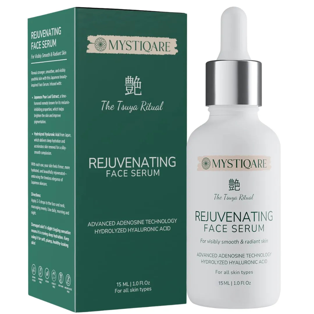 MYSTIQARE Rejuvenating Face Serum | Japanese Beauty Formula with Niacinamide & Hyaluronic Acid | Radiant, Smooth & Glowing Skin | 10ml