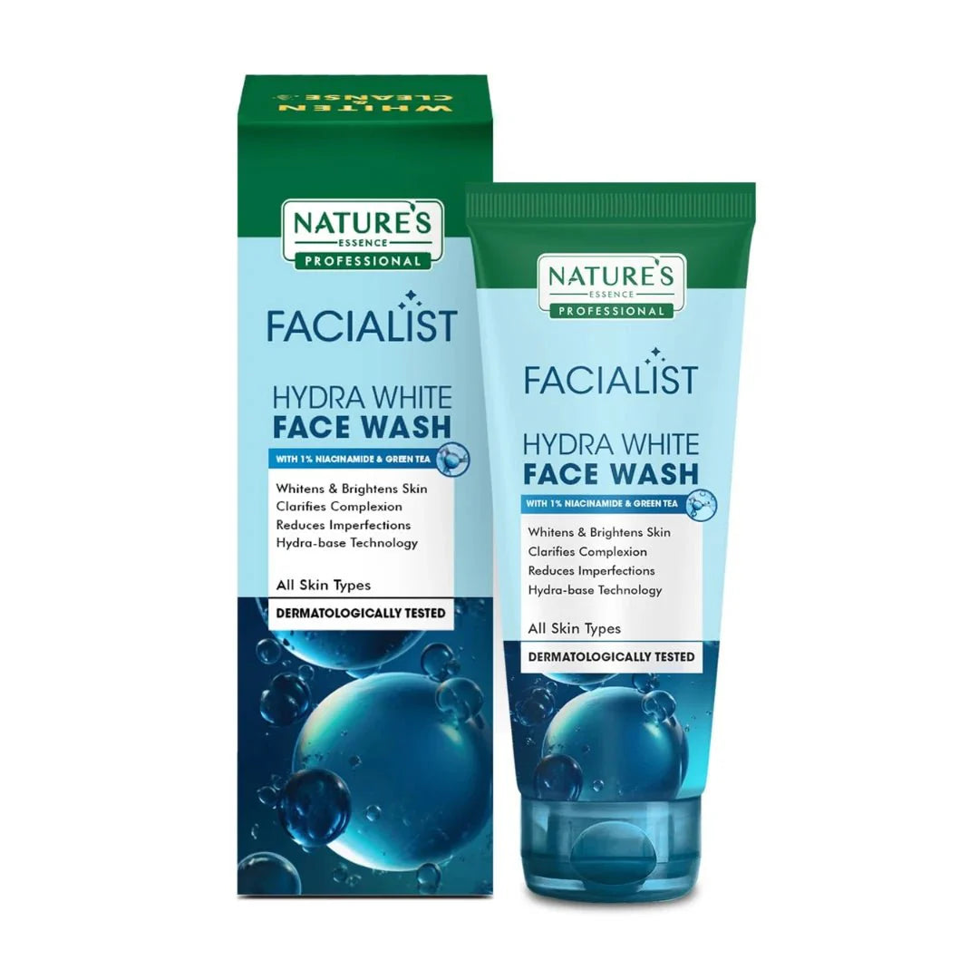 NATURE S ESSENCE PROFESSIONAL Hydra White Face Wash For Women Infused With Niacinamide, Tea Tree Extract And Chamomile Flower Extract, Whitens And Brightens Skin 100G - Deals999