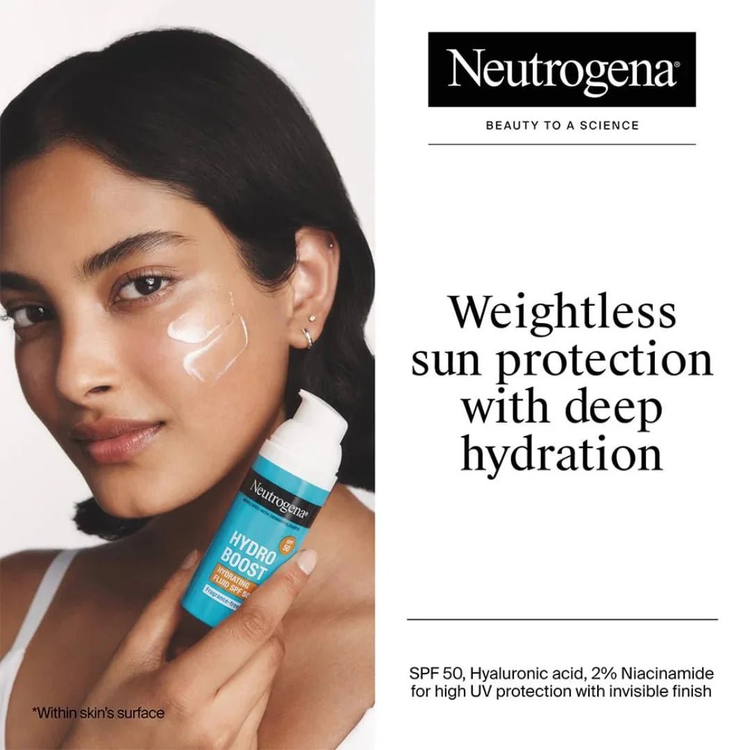 nehysun - Neutrogena Hydro Boost Face Sunscreen SPF50 + Hyaluronic Acid, Niacinamide Oily & Sensitive Skin (50ml) - Looknstyle