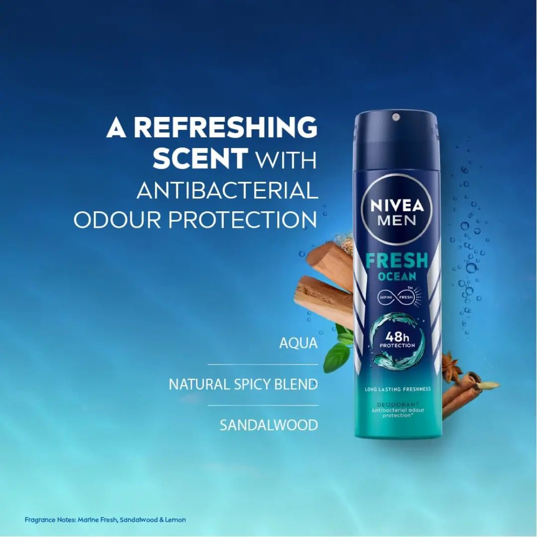 nv6 - NIVEA Fresh Ocean Deodorant For Men - 150ml (Pack of 3) - Looknstyle
