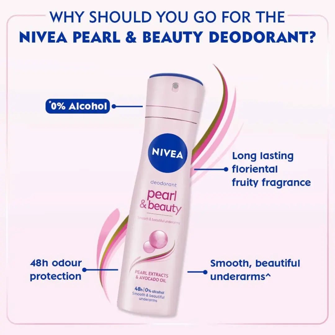 nv55 - Nivea Pearl & Beauty Deodorant for Women - 150ml (Pack of 3) - Looknstyle