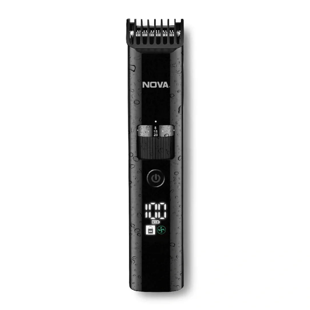 nht1100 - Nova Men Nht 1100 Digital Waterproof Trimmer 200 Min Runtime 60 Length Settings (Black) - Looknstyle