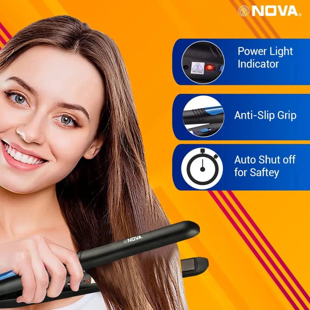 nsyymi - Nova NHS 841 Selfie Hair Straightener for Women (Blue) - Looknstyle