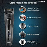 nht1098 - Nova NHT 1098 USB Titanium Coated: 150 Minutes Runtime Beard Trimmer for Men (Black) - Looknstyle