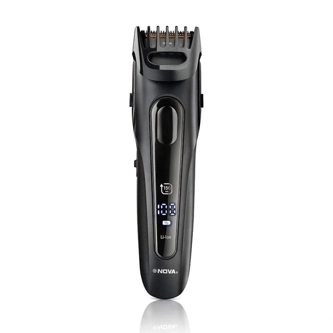 nht1098 - Nova NHT 1098 USB Titanium Coated: 150 Minutes Runtime Beard Trimmer for Men (Black) - Looknstyle