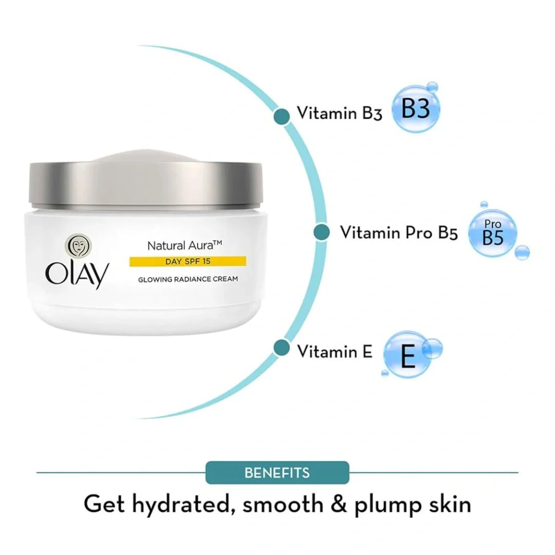 olnatdacr - Olay Natural Aura Day Cream with SPF 15 | Glowing Radiance Cream - 50g (Pack of 2) - Looknstyle