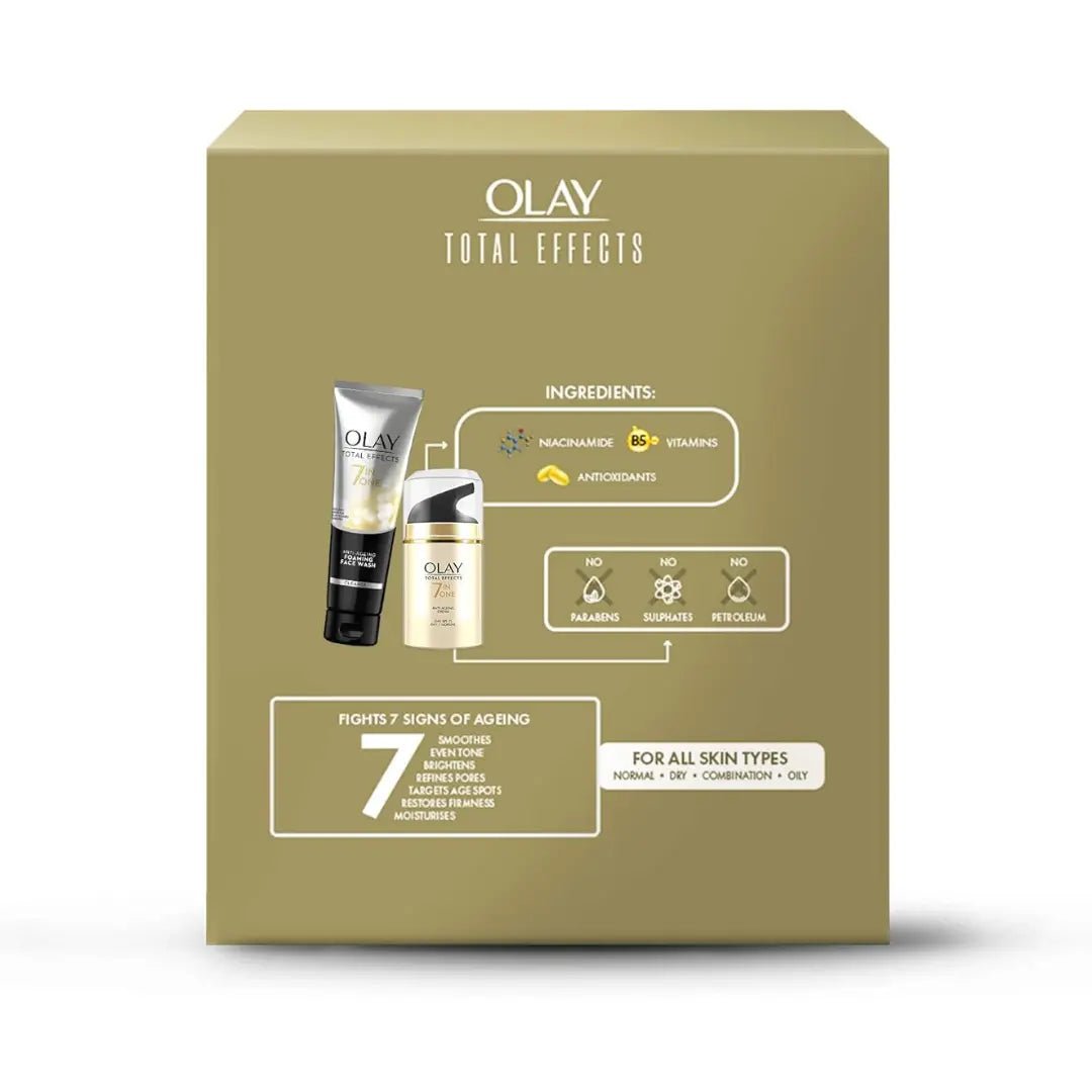 oly4 - OLAY Total Effects 7 in 1, Exfoliating Cleanser 100g + Anti Ageing Moisturiser (SPF 15) 50g (2 Items in the set) - Looknstyle