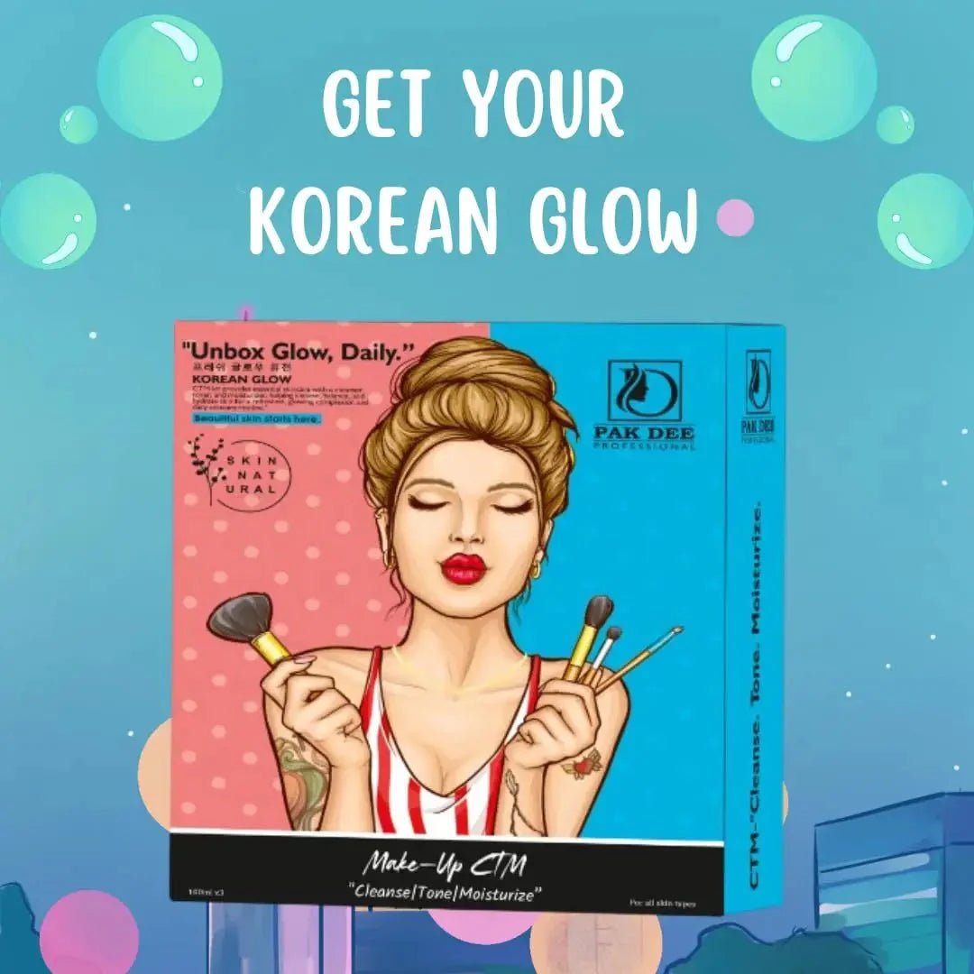 pakdeectmkit - Pakdee Professional Korean Glow Make - up CTM Kit, 3 - in - 1 Cleanser, Toner, Moisturizer, For All Skin Types - Looknstyle