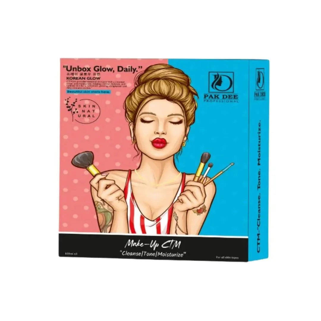 pakdeectmkit - Pakdee Professional Korean Glow Make - up CTM Kit, 3 - in - 1 Cleanser, Toner, Moisturizer, For All Skin Types - Looknstyle