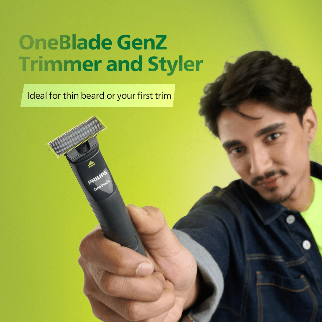  - Philips One Blade Face Hybrid Trimmer & Shaver For Men|Best Zero Trim For Face|No Skin Irritation As Blade Never Touches Skin|Dual Protection Technology|Designed For Genz|2Year Warranty - Qp1424/10 - Looknstyle