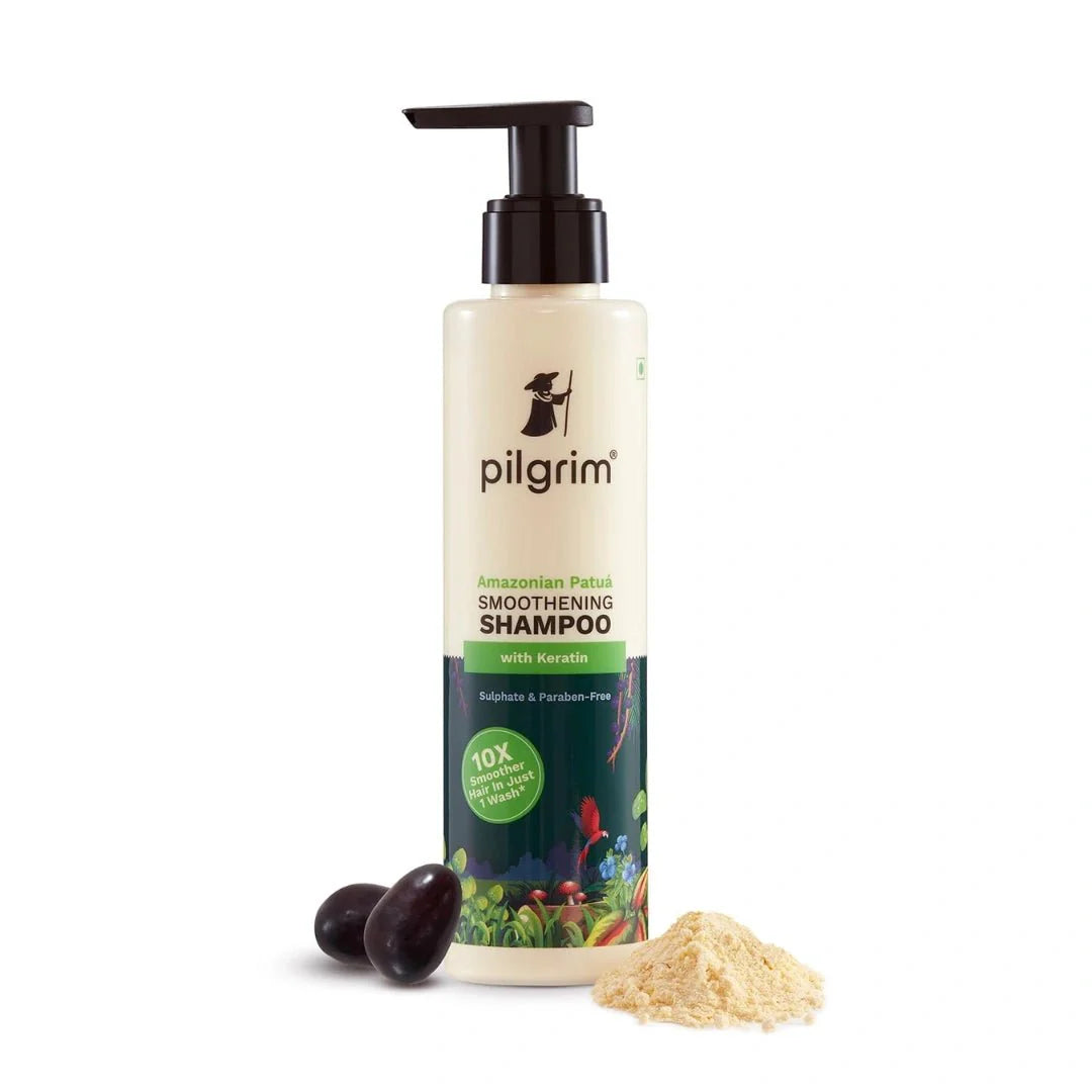 Pilgrim Patuá & Keratin Hair SMOOTHENING SHAMPOO for Dry & Frizzy hair | Sulphate & Paraben free shampoo for Women & Men | Hair Smoothening & healthy scalp | 200 ml - Deals999
