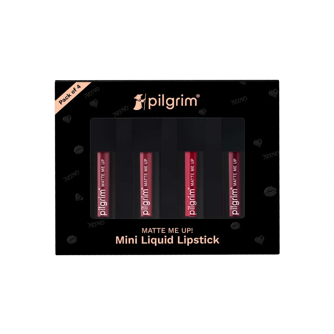 Pilgrim Matte Mini Liquid Lipstick 4 in 1 Pack Smudgeproof, Hydrating & Lightweight (The Pink Sin, 4 ml)