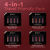Pilgrim Matte Mini Liquid Lipstick 4 in 1 Pack Smudgeproof, Hydrating & Lightweight (The Pink Sin, 4 ml)