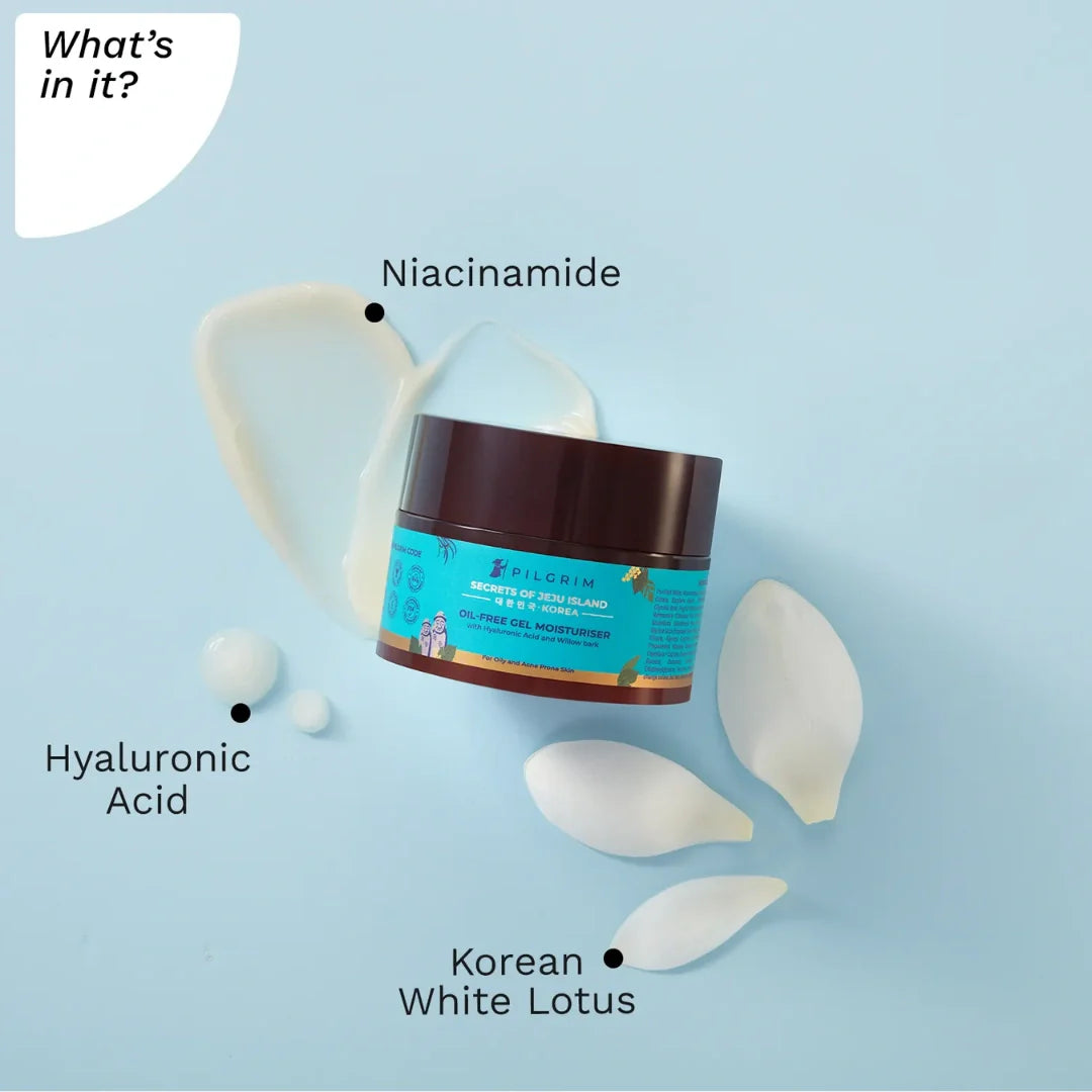 Pilgrim Oil-free Gel Moisturiser with Hyaluronic Acid and Willow bark, 50 gm