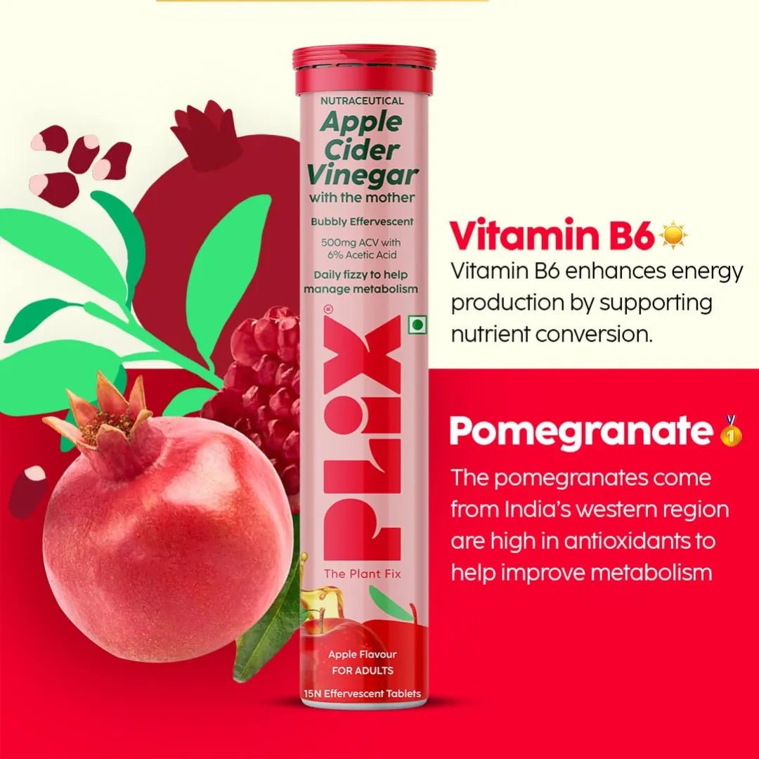 pldjgdf - PLIX - THE PLANT FIX Apple Cider Vinegar Effervescent Tablet With Mother I With Vitamin B6 & B12 (Apple),15 Capsules - Looknstyle
