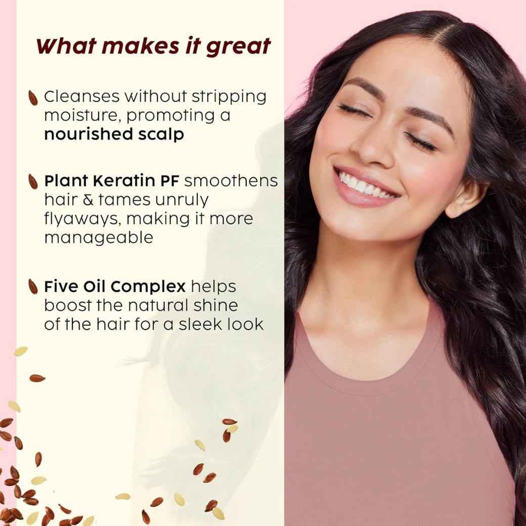 PLIXFKX - PLIX - THE PLANT FIX Flaxseed Ultrasmooth Advanced Shampoo | Plant Keratin PF & Flaxseed Oil | For Smooth & Shiny Hair | Paraben & Sulphate Free | For Men & Women | 200ml - Looknstyle