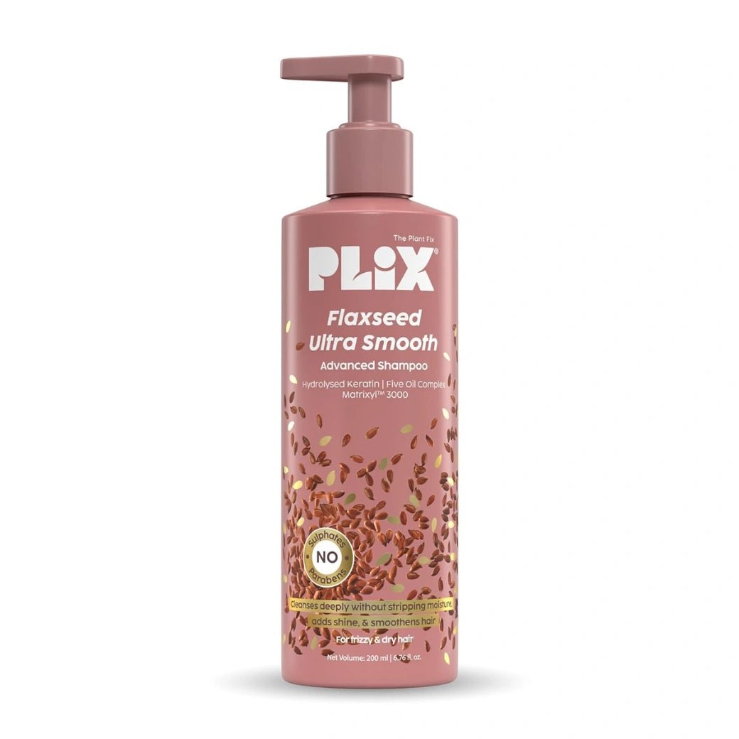 PLIXFKX - PLIX - THE PLANT FIX Flaxseed Ultrasmooth Advanced Shampoo | Plant Keratin PF & Flaxseed Oil | For Smooth & Shiny Hair | Paraben & Sulphate Free | For Men & Women | 200ml - Looknstyle