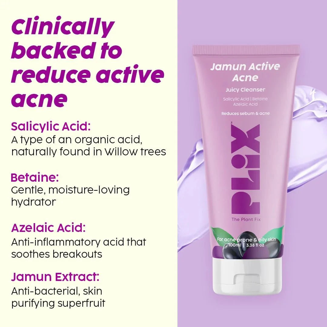 PLIX - THE PLANT FIX Jamun Face Wash and Acne Marks Serum Combo(100ml + 30ml) For Acne spots & Oil Control, For Breakouts | Oily & Acne Prone Skin | Women & Men - Deals999