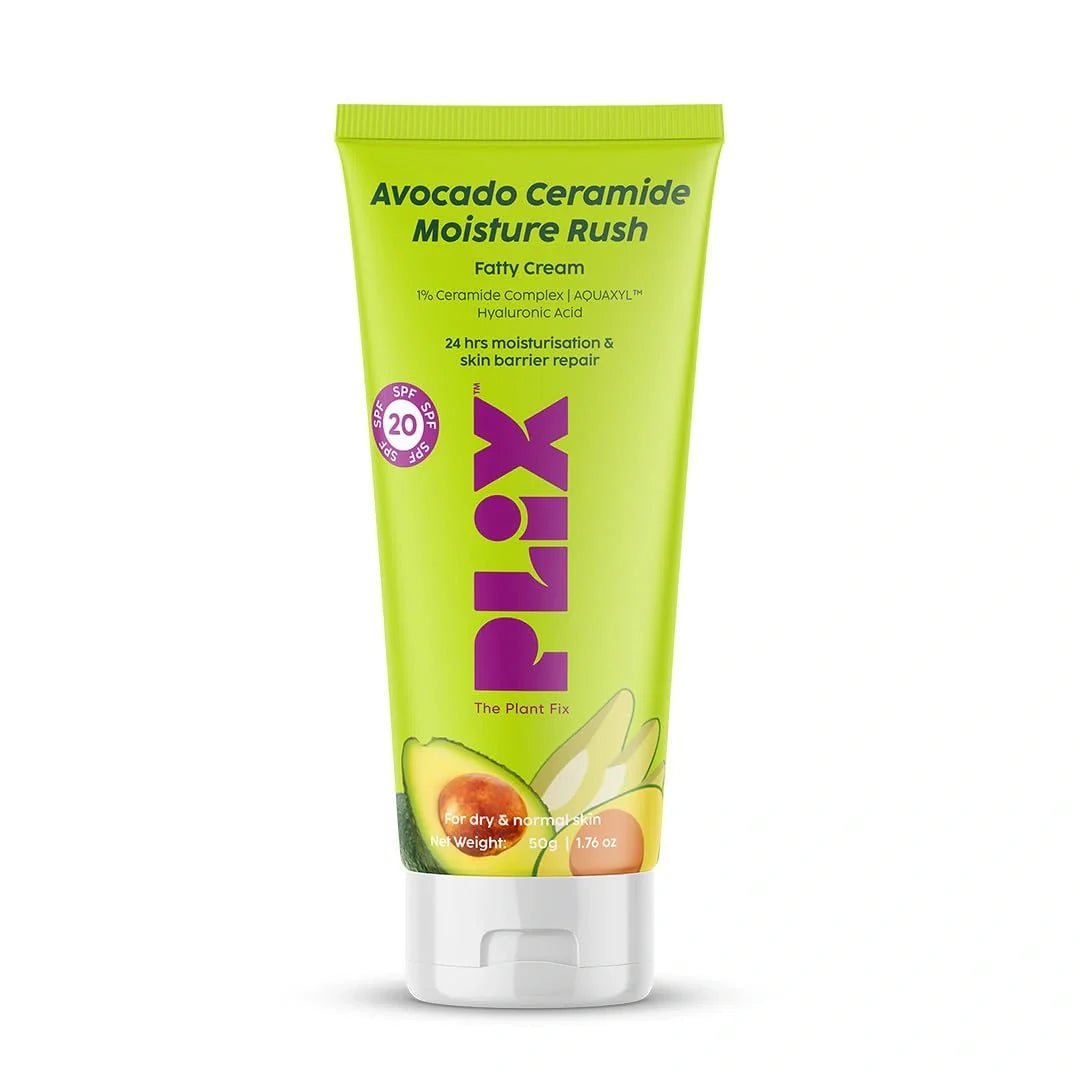plix acm - PLIX - THE PLANT FIX Plix - The Plant Fix Avocado Ceramide Moisture Rush Fatty Cream With Spf 20 | Deep Moisturization | Barrier Repair Cream | For Dry Skin, Normal Skin & Sensitive Skin | 50G - Looknstyle