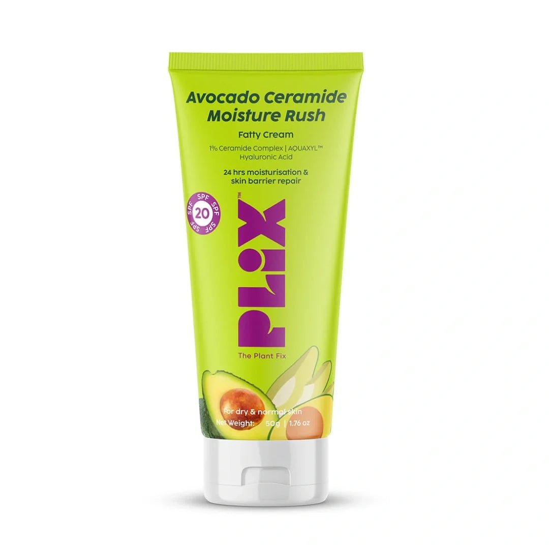 plix acm cream - PLIX - THE PLANT FIX Plix - The Plant Fix Avocado Ceramide Moisture Rush Fatty Cream With Spf 20 | Deep Moisturization | Barrier Repair Cream | For Dry Skin, Normal Skin & Sensitive Skin | 50G - Looknstyle