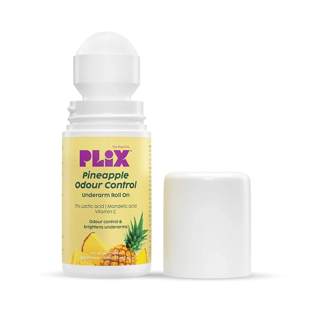 PLIX - THE PLANT FIX Pineapple Odour Control Underarm Roll-On (50Ml) With 5% Lactic Acid & 1% Mandelic Acid