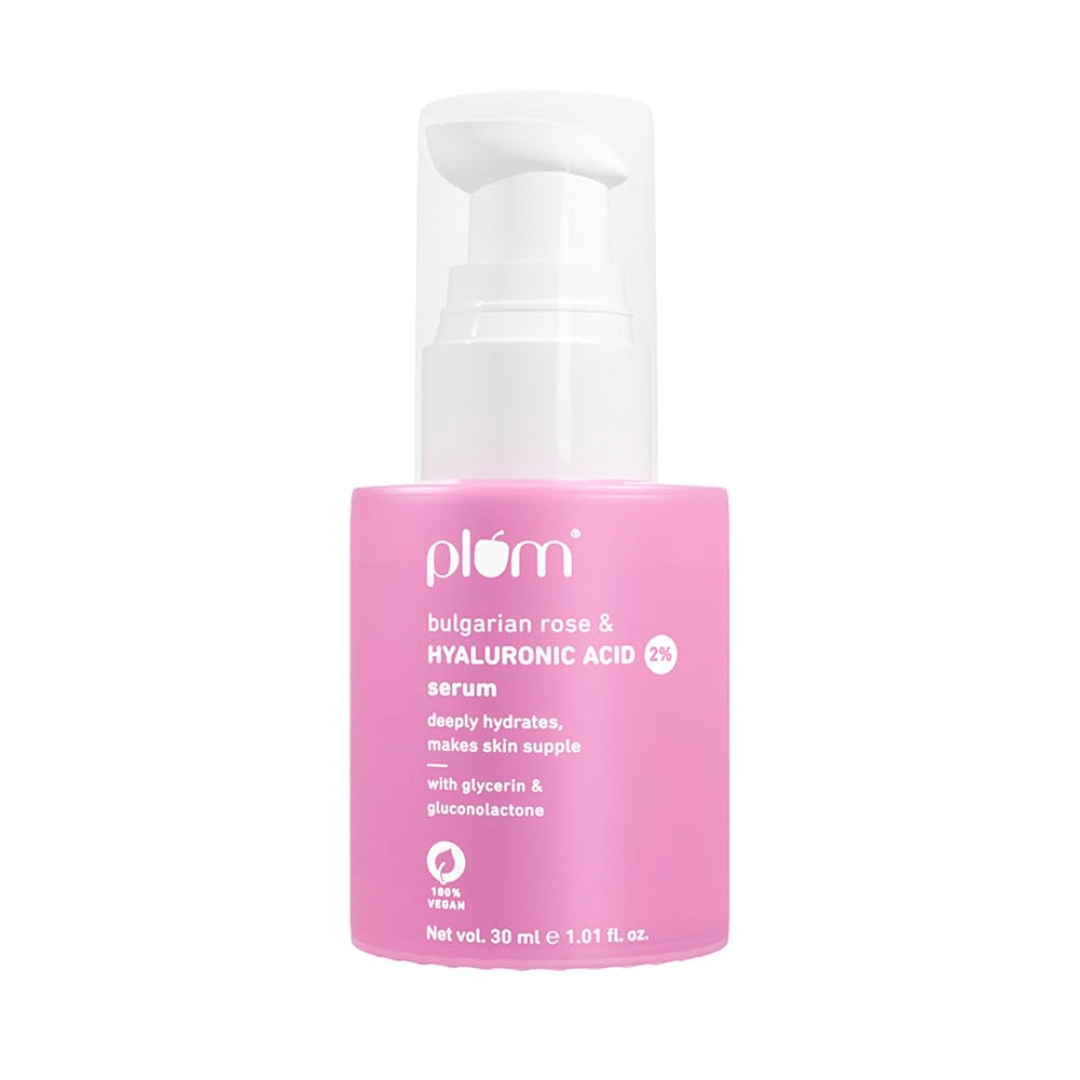 plmserumskin - Plum 2% Hyaluronic Acid Serum with Bulgarian Rose (30 ml) | Instant Hydration for Plump & Bouncy Skin | Daily Use Face Serum| For All Skin Types | Fragrance - Free - Looknstyle