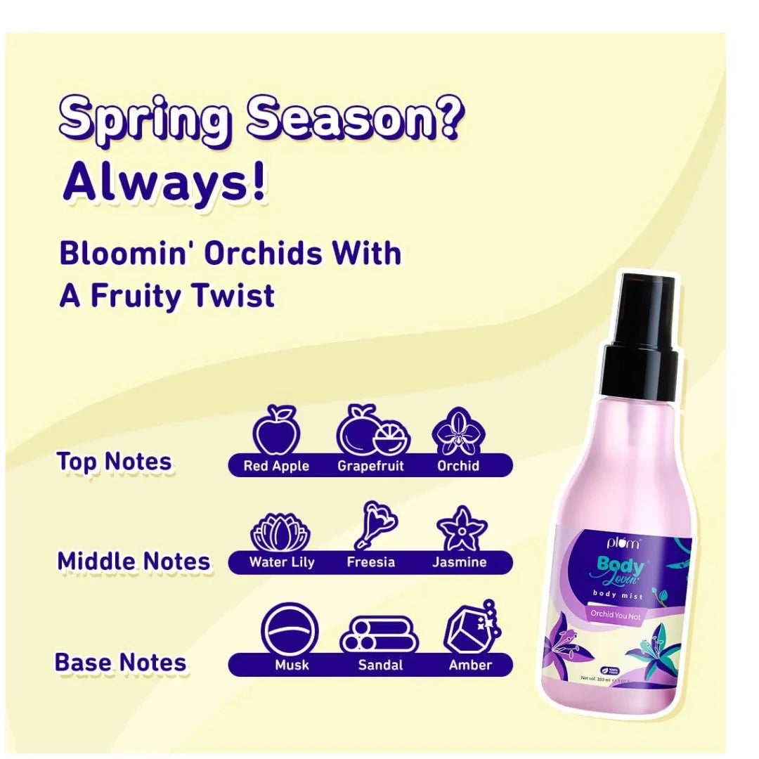 Plum BodyLovin' Orchid - You - Not Body Mist | Long Lasting Fresh Floral Fragrance For Women With Red Apple, Freesia & Musk | High On Fun | Travel - Friendly Perfume Body Spray 100 ml - Deals999