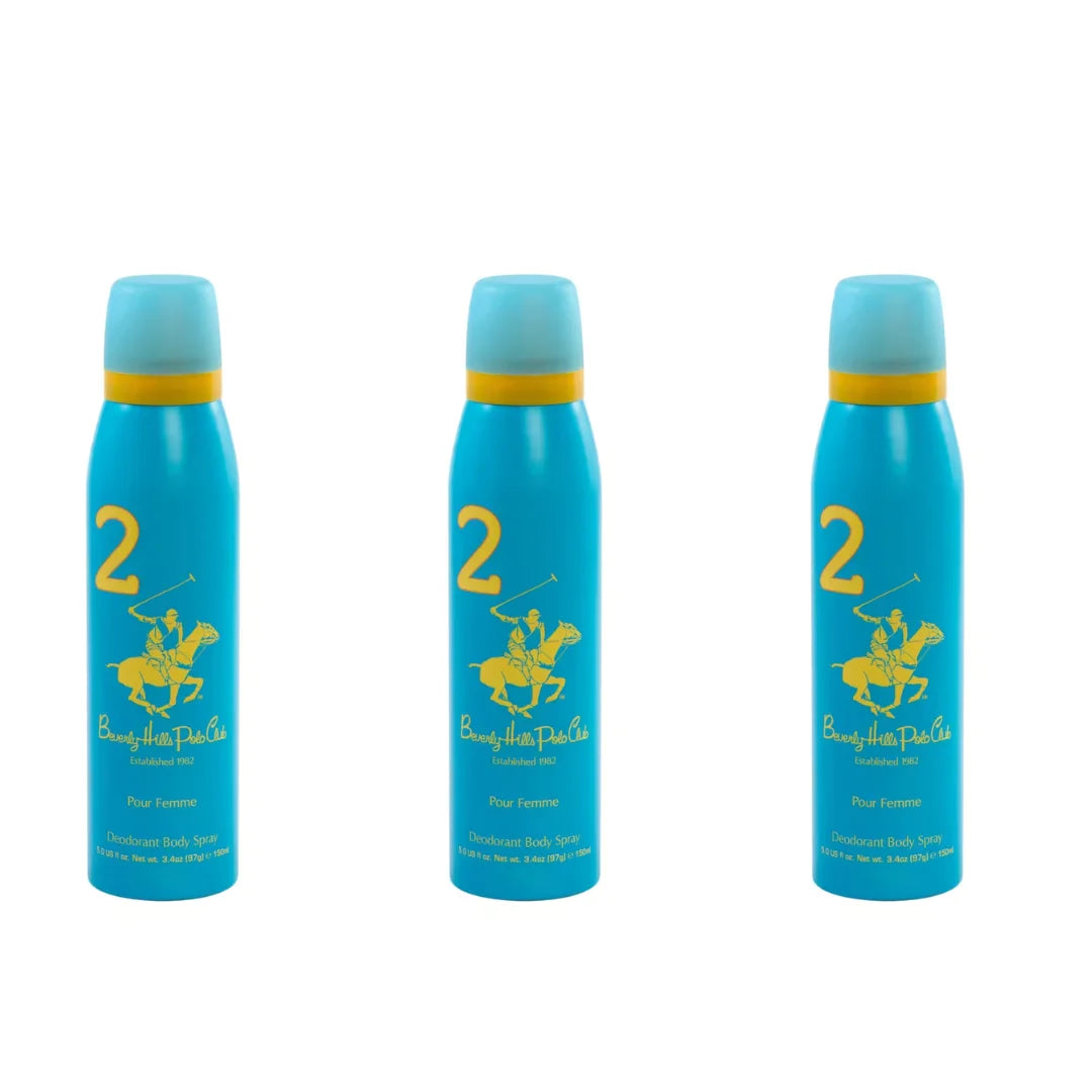 Beverly Hills Polo Club No.2 deodorant for women 150ml (pack of 3)