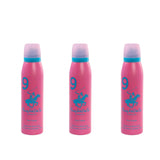 Beverly Hills Polo Club No.9 deodorant for women 150ml (pack of 3)