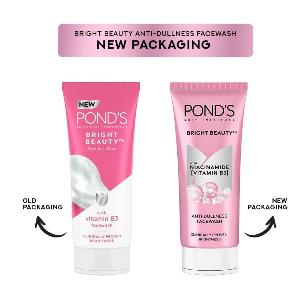 POND11 - POND's Bright Beauty Anti - Dullness & Brightening Facewash With Niacinamide | For Glass - Skin Like Shine And With 4X Visibly Brighter Skin, 200Gm - Looknstyle