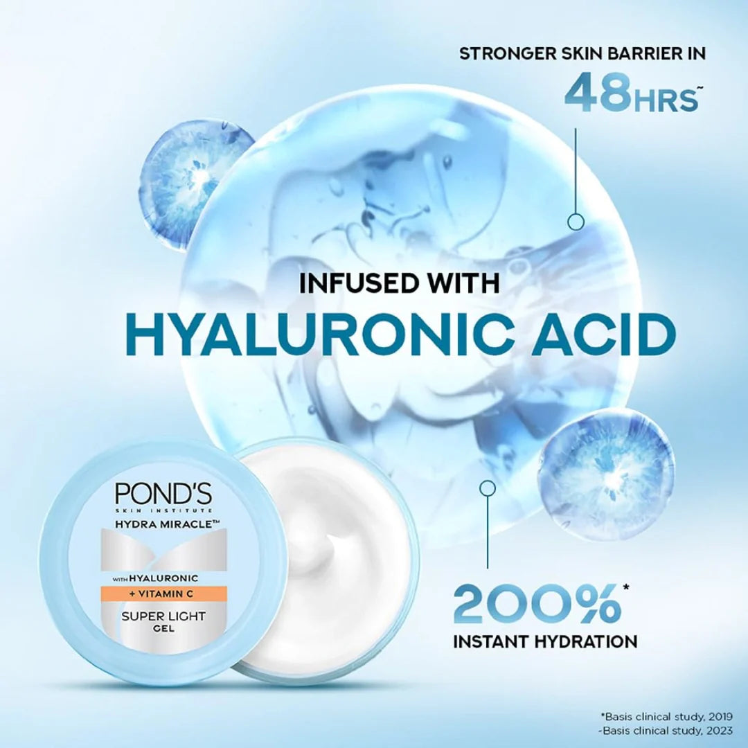 Ponds Hydra Miracle Super Light Gel with Hyaluronic Acid & Vitamin C - 200g