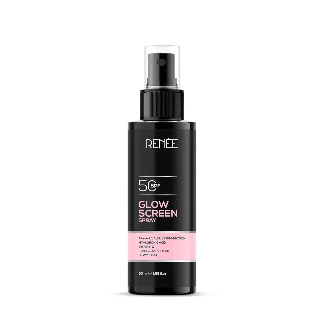 RENEE Glowscreen Spf 50 Sunscreen Spray - 50ml, Pa++++ for Uva & Uvb Protection, Enriched With Hyaluronic Acid & Vitamin C| Lightweight, Non Greasy, Quick Absorbing With No White Cast - Deals999