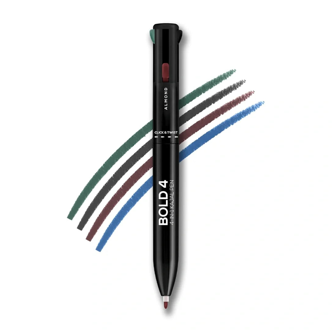 RENEE Bold 4-4-in-1 Kajal - Four Shades Black, Brown, Teal & Blue | Matte Finish | Rich Color Payoff