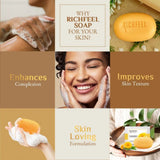 rfsop6 - Richfeel Calendula Anti Acne Soap | Power of Soothing Calendula Extracts | For skin prone to Acne & Blemishes | Physician Formulated | Helps Calm & Replenish Skin | 75 g (Pack of 6) - Looknstyle