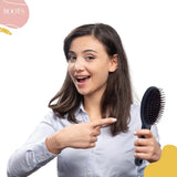 ROOTSBRUSH9551 - ROOTS Truglam Black Round Paddle Hair Brush | Soft Tip Flexible Bristles | Prevent Scalp Scraping & Cuticle Damage | Quick Detangling | For Men & Women | Length - 9.44 Inch, Model No - 9551 - Looknstyle