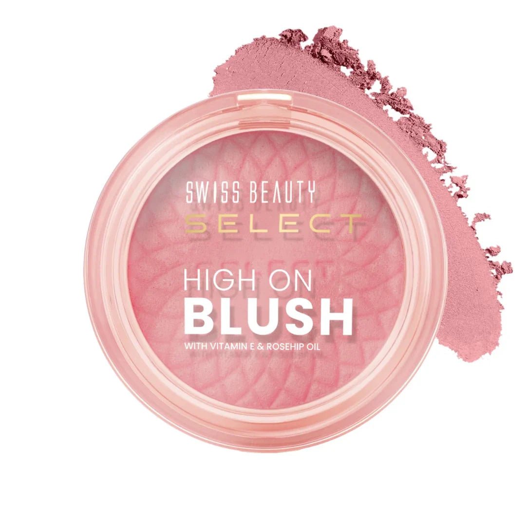 sb01 pretty peach - Swiss Beauty Select High on Blush with Natural Matte Finish | Long - Lasting & Non Transferrable stay | Enriched with Vitamin E & Rose oil | Shades - Burnt Rose, 8gm - Looknstyle