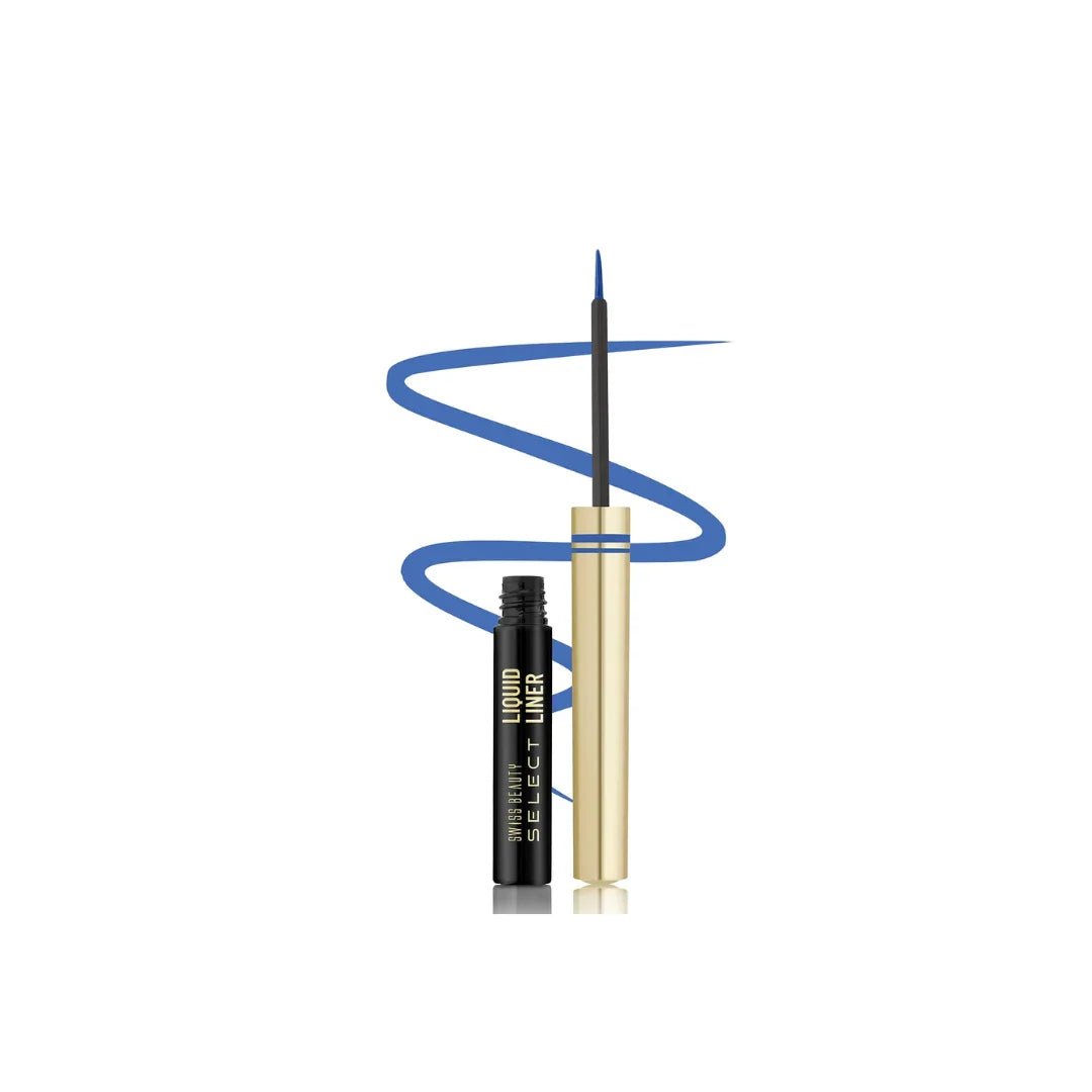 sb01 wanderlust blue-2 - SWISS BEAUTY Select Here To Stay Semi - Matte Liquid Waterproof Eyeliner | With Precise & Pointed Tip | Smudge - Proof, Transfer - Proof | Shade - Wanderlust Blue| 3ml | - Looknstyle