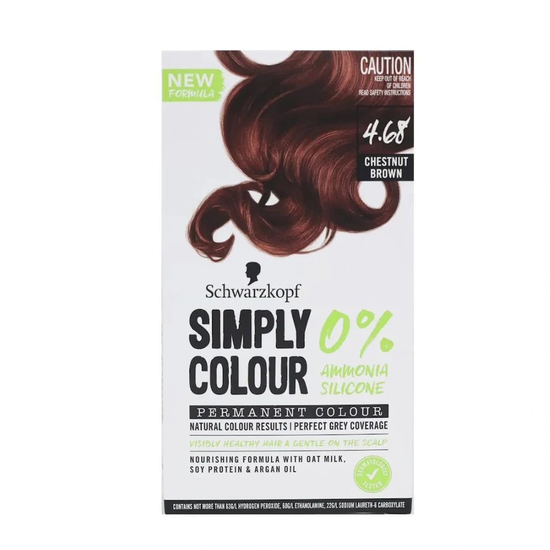 sc468chb - Schwarzkopf Simply Colour Permanent Hair Colour For 100% Grey Coverage - 4.68 Chestnut Brown (142.5ml) - Looknstyle