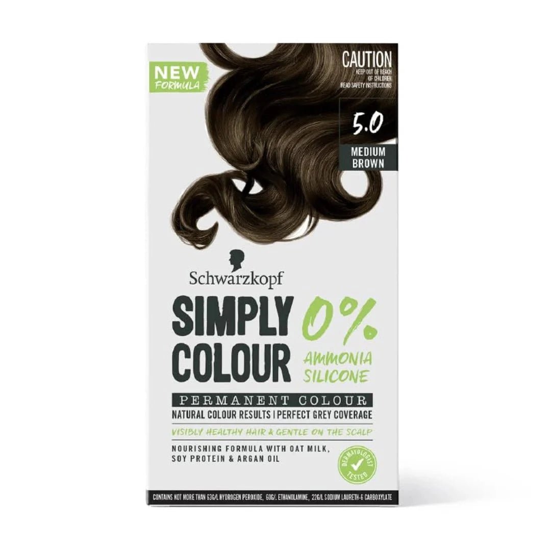 sc5mebr - Schwarzkopf Simply Colour Permanent Hair Colour For 100% Grey Coverage - 5.00 Medium Brown (142.5ml) - Looknstyle