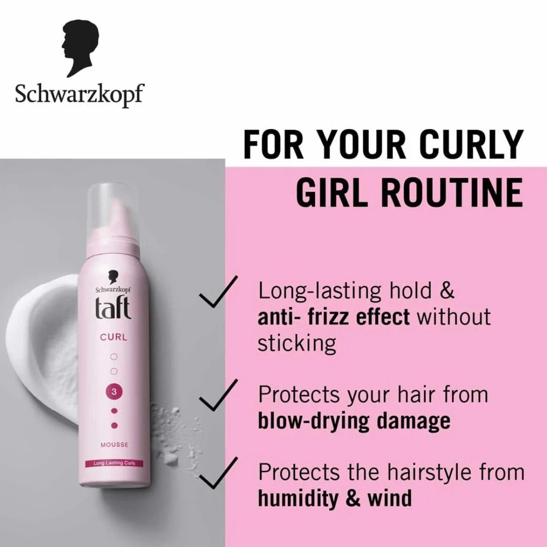 taftculhs - Schwarzkopf Taft Curl Hold 3 Hair Mousse, For Long Lasting Curls (200ml) - Looknstyle
