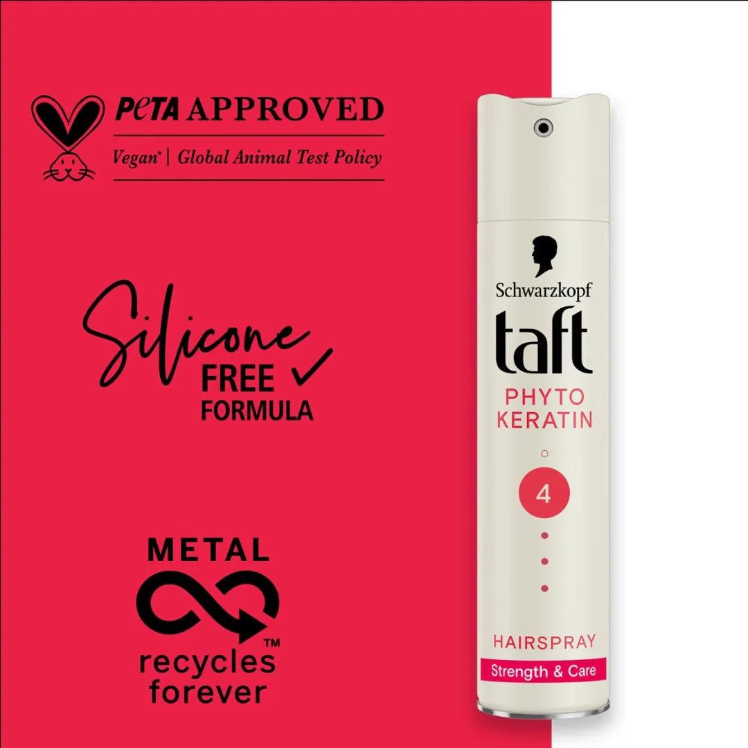 sch91 - Schwarzkopf Taft Phyto Keratin Hair Spray Hold 4, Strengthens Hair (250ml) - Looknstyle
