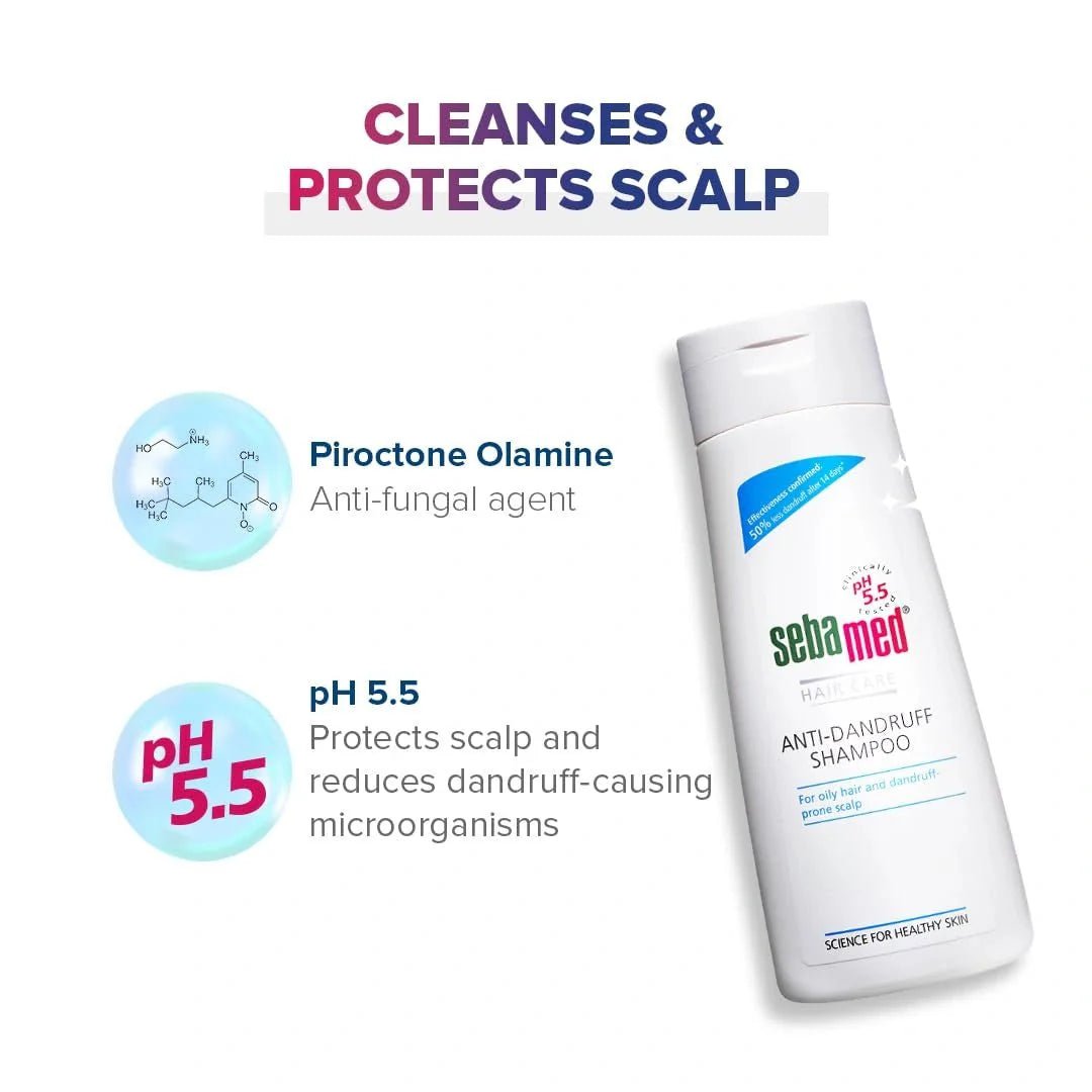 seandedsmp - Sebamed Anti Dandruff Shampoo 200 ml | pH 5.5 | Reduces dandruff, scalp itching and irritation | Piroctone Olamine | Phthalates, SLS, Toxin and Parabens free | 50% dandruff reduction in 2 weeks - Looknstyle