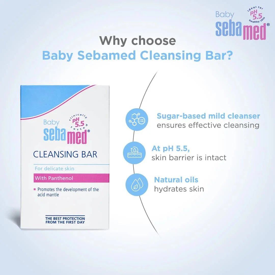 sebcbar - Sebamed Baby Cleansing Bar|pH 5.5 |Newborn bathing|Soap Free|Tear Free|150 gm - Looknstyle