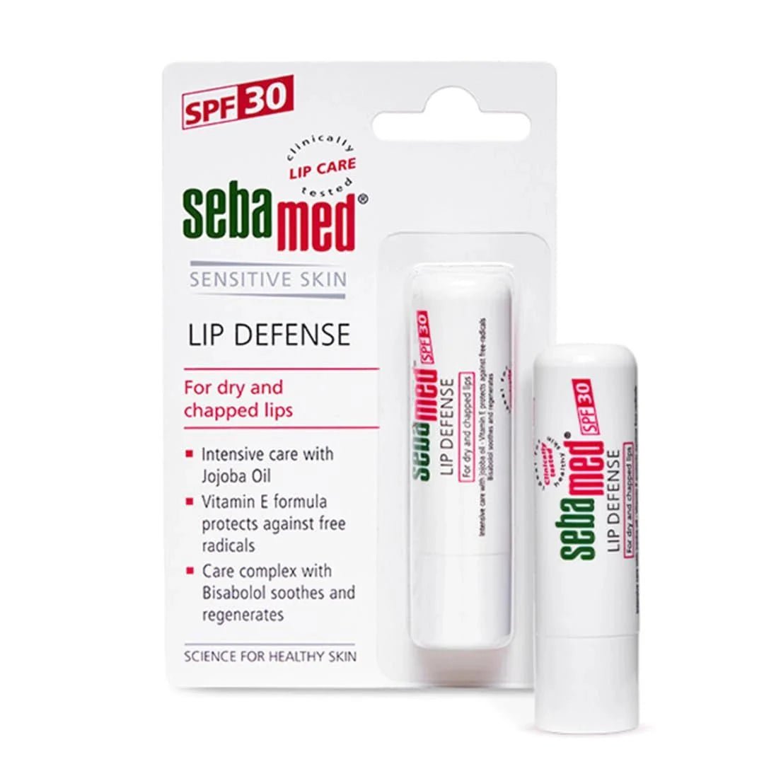 selibl - SebaMed Lip Defense for dry and chapped Lip Balm With Spf 30 + Vit E | Regenerates Dry, Chapped Lips | Intensive Care With Vit E, Jojoba Oil & Chamomile |Clinically Tested | For Men & Women, 4.8 Gm, White - Looknstyle