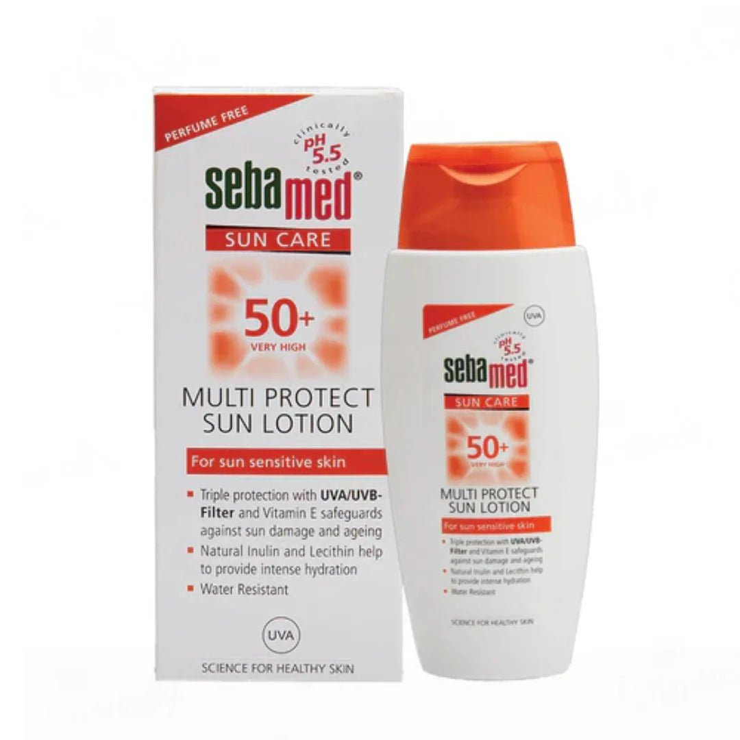 sesulo - Sebamed Multi Protect Sun lotion SPF 50, 150 ml I UVA/UVB Protection filter I Water resistant sunscreen with pH 5.5 I Vitamin E I men & women I Suitable for children I Clinically tested. - Looknstyle