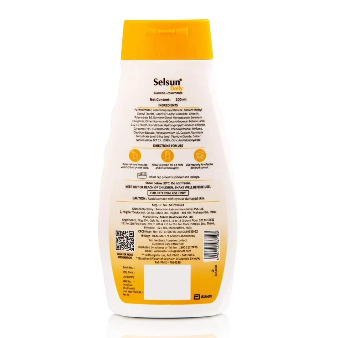 sel1 - Selsun Daily Anti Dandruff Shampoo, Clears away dandruff flakes, Relieves from dandruff related itching, pH balanced,sulphate free,paraben free, 200ml (200ml) - Looknstyle