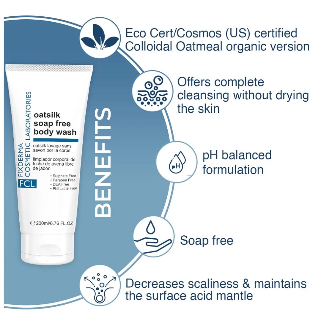 fd - FCL Oatsilk Soap Free Body Wash For Rough & Dry Skin | Relieves Itchy Skin| Nourishing Body Wash | Suits Sensitive Skin Oatsilk Body Wash 200 Ml - Looknstyle