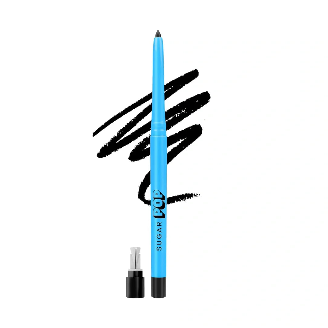 SUGAR POP Pencil Longwear Kajal | Vitamin E & Sunflower Seed | Smudge-Proof | Long-Lasting | Velvet Finish | 0.3Gms - 01 Black Pack of 1